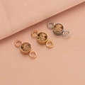 Three-color stainless steel birthstone connectors with round crystals on pink fabric - Light Yellow (Rose Gold)
