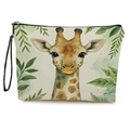 Tragbare Giraffen-Kosmetiktasche mit Reißverschluss und Handschlaufe auf Weiß - Aquarell Giraffe Muster 3 (xy-071-3) / Mit Gurt