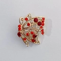 Golden butterfly brooch variant featuring deep red rhinestones and hollow metalwork - Red Hollow Butterfly