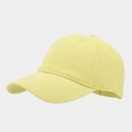 Detailed close-up of a minimalist cotton baseball cap in cream yellow with reinforced stitching - Adjustable / Lemon Yellow