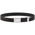 Adjustable black elastic kids belt with silver square magnetic buckle for boys and girls - Coffee