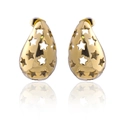 Golden teardrop hollow earrings featuring star patterns and polished metallic finish - Gold XLEH027 (Star Filigree)