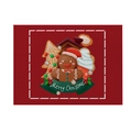 Red Christmas placemat with festive gingerbread man, trees and Merry Christmas text - CD26-16 (Gingerbread Man)