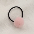 Coletero infantil con pompón de piel sintética rosa pastel suave para niñas - Rosa