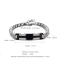 Hip hop silver and black stainless steel Cuban chain bracelet for men and women - Silver Black (W-1-2)