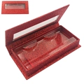 Scatola per ciglia finte rossa glitterata con finestra e vassoio interno - Glitter Rosso