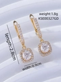 Elegant gold square drop earrings with sparkling crystals and minimalist design - Gold