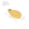 Polished 18K gold PVD plated stainless steel oval pendant featuring engraved letter V - Letter V(ZA2254G-V) / Pendant Only / Gold