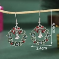 Christmas wreath earrings with red bow and bells on a rustic wooden branch - Bell and Bow Christmas Wreath-SD61332