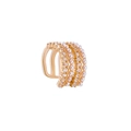 Three-layer gold ear cuff with white pearls and sparkling cubic zirconia stones - Double Layer Small Pearl Rhinestone Style (01KC Gold) / Gold