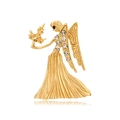 Vintage gold angel brooch pin with sparkling crystal rhinestones and wings - Virgo