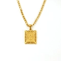 Elegant 18K gold plated stainless steel Figaro necklace with hollow letter O pendant - Letter O (SP598G-O)