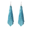 Chic long drop earrings featuring electric blue metal sequins in a geometric mesh design - Light Blue