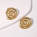 Boucles d'oreilles spirales minimalistes dorées en acier inoxydable à finition polie - Doré