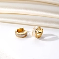 Gold stainless steel hoop earrings with Greek meander pattern and clicker clasp - Silver Meander Pattern