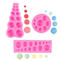 Pink silicone chocolate mold set with multi-sized hemisphere spheres for DIY baking decor - Pink 3-Piece Set