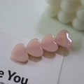 Pink heart-shaped acetate hair clip with golden Barrette La France text and glossy finish - Light Pink