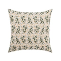 Bohemian style square beige cushion cover with yellow floral embroidery and green leaves - Little Floral