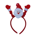Christmas headband with Santa Claus motif and red mittens on a soft plush holiday band - Santa Claus