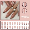 Amandel kunstnagels met luipaardprint franse tips en matte nude basis set - Franse Luipaard Nude Bruine Stijl (W3057) / 24 Stuks (Met Lijm)