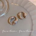 Minimalist polished silver teardrop hoop earrings with high-gloss metallic finish - E6307 Silver Minimalist Waterdrop
