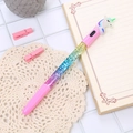 Penna gel unicorno rosa con sabbie mobili liquide colorate e glitter per scuola - Penna Unicorno LED Sabbie Mobili Verde