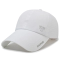 White breathable baseball cap with silver metal DFSONGTE logo and extended brim - Adjustable / White