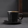 Japanese retro black ceramic coffee cup and saucer set with matte stoneware texture - 264-c Starlight Coffee Mug + Saucer (black) 170ml / Universal