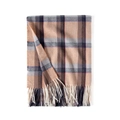 Classic khaki plaid scarf with blue and red checks featuring soft tassel fringe trim - 70*180cm / Khaki