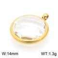 Birthstone pendant with gold frame and round clear crystal, 14mm width and 1.3g weight - Gold Round Transparent Gem Style (KLJ8249-Z)