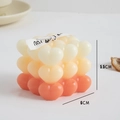 Pink and cream gradient heart bubble cube scented candle with decorative white ribbon - Gradient Orange (Wild Orange Blossom) White-Yellow-Orange Gradient