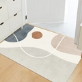 Zerbino in PVC con motivi geometrici astratti nei colori beige, grigio e blu - Pulizia Facile Blu Indaco A (Orizzontale) / 140×180CM