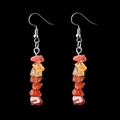 Handmade drop earrings featuring irregular natural orange crystal beads and silver hooks - Natural Stone Earrings / Red Agate