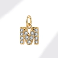 Sparkling gold S925 sterling silver letter M pendant charm with micro-pave cubic zirconia - Gold (Letter M)