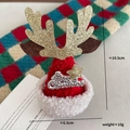 Mini cappello natalizio in maglia rossa con corna dorate e scritta Merry Christmas - Cappello di Corna Rosso