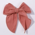4.5 inch linen fabric hair bow clip in dusty rose pink for girls and toddlers - Brick Red (2832-34)