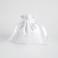 Elegant white satin drawstring gift pouch for jewelry storage with glossy finish - 7*9cm / White
