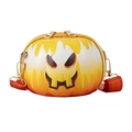 Halloween pumpkin round crossbody bag with orange gradient and black face pattern - Half-round Eyes