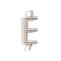 Silver stainless steel letter E pendant connector charm with dual loops for DIY jewelry - Letter E / Steel