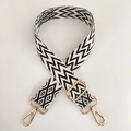 Adjustable black and white wavy woven strap with gold metal buckles for crossbody bags - A7 Dark Coffee