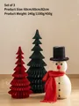 3-piece honeycomb paper Christmas set with red and green trees and a 82cm snowman - Set 11 (3pcs)