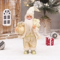 Stehende Weihnachtsmann Figur 30cm fuer Weihnachtsfenster Display und festliche Heimdekoration. - Gold-Weißer Jacquard-Stil (YJ29024)