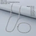 3.5mm stainless steel Cuban link chain necklace and bracelet set in polished silver finish - Cut 3.5mm Steel Color