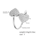 Anello in acciaio inossidabile misura 7 con zircone a doppio cuore per donna dorata - US 7 / Stile Doppio Cuore Argento