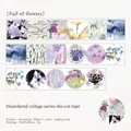 Nastro washi con fiori viola e blu, larghezza 25mm, con motivi fustellati per decorazione fai-da-te - Fiori in Abbondanza