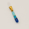 Blue enamel titanium steel letter pendant with golden accents on white background - I-Single Pendant (Blue Segmented/Gold)