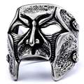 Retro stainless steel gladiator mask ring with vintage silver finish and industrial style - US 7 / Antique Silver