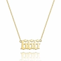 14K gold plated stainless steel necklace featuring a Gothic style 666 number pendant - Number 666 (Gold)