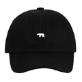 Minimalistische schwarze Baseballkappe mit weißer Eisbärenstickerei auf Baumwollstoff - Schwarz