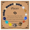 Handmade Pisces constellation bracelet with blue sandstone and colorful natural beads - Pisces-Elastic Style